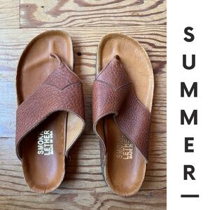 Like-New Vibram Brown Leather Flip Flops | Size 6